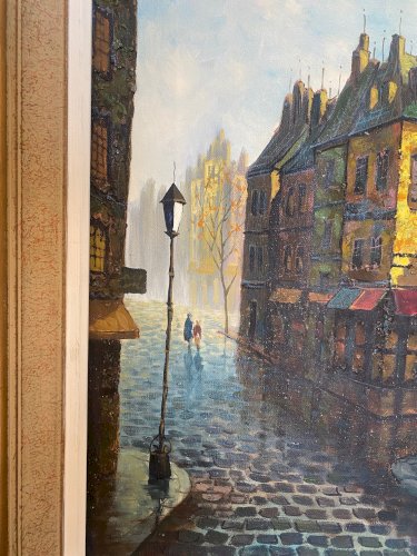 Huile sur toile, école moderne du XXème, signé Faure. Vue de Paris. ou Londres.