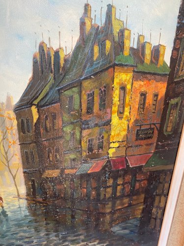 Huile sur toile, école moderne du XXème, signé Faure. Vue de Paris. ou Londres.