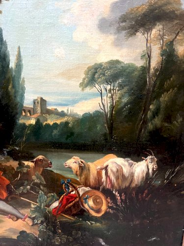 Huile sur toile éScène pastorale dans un paysage " XX siècle