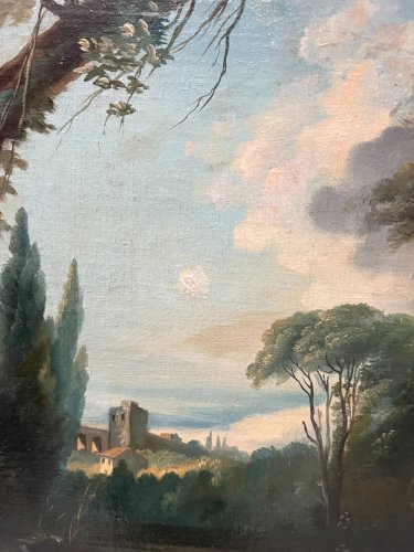 Huile sur toile éScène pastorale dans un paysage " XX siècle