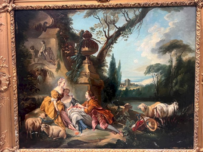 Huile sur toile éScène pastorale dans un paysage " XX siècle