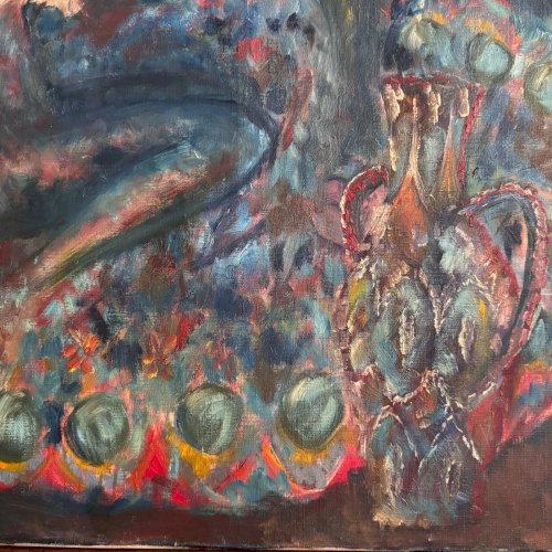 Huile sur toile femme au violon par Véronique Maude Fini A5753