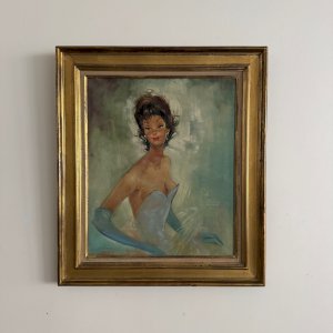 Huile sur toile femme élégante dans le goût de Gabriel Domergue XXe A5884