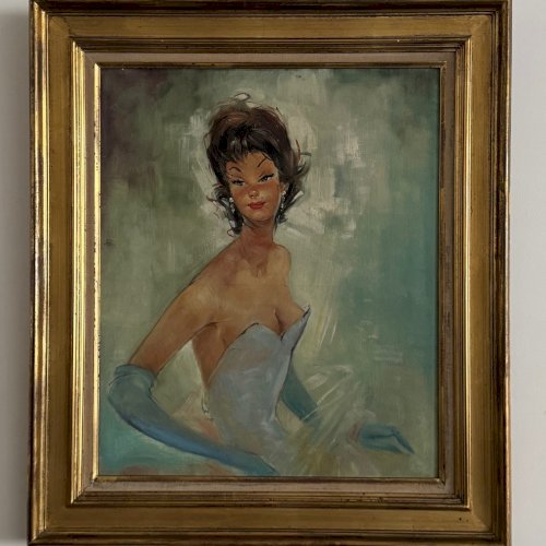 Huile sur toile femme élégante dans le goût de Gabriel Domergue XXe A5884