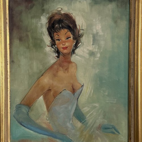 Huile sur toile femme élégante dans le goût de Gabriel Domergue XXe A5884