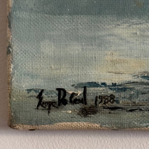 Huile sur toile Les Crinières par Serge Doceul cavalier au bateau 1988 A5837