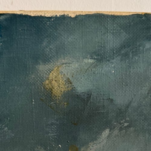 Huile sur toile Les Crinières par Serge Doceul cavalier au bateau 1988 A5837