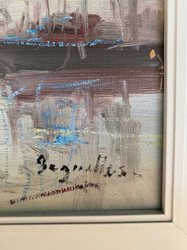 Huile sur toile, marine, Bretagne, tableau signé Segrelles, plage, mer.