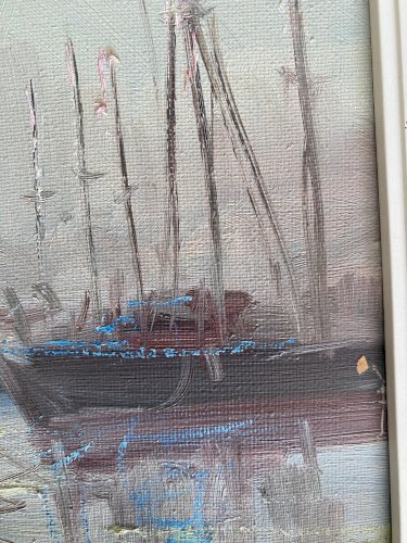 Huile sur toile, marine, Bretagne, tableau signé Segrelles, plage, mer.