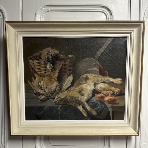 Huile sur toile nature morte au gibier par Georges Levreau fin XIXe L9601