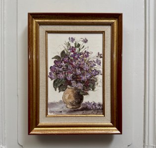 Huile sur toile nature morte aux fleurs par M. Brochard XXe A5857