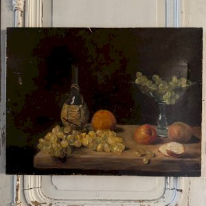Huile sur toile nature morte aux fruits début XXe A5710