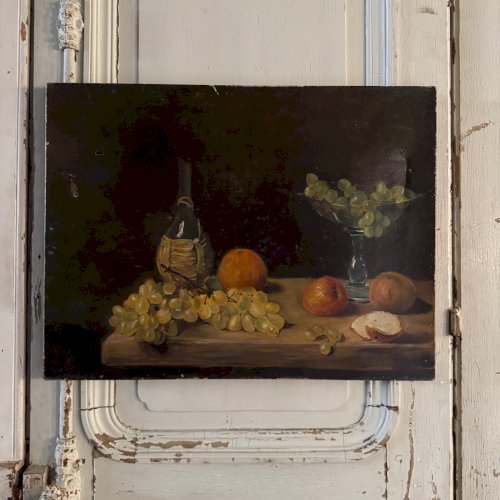 Huile sur toile nature morte aux fruits début XXe A5710
