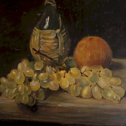 Huile sur toile nature morte aux fruits début XXe A5710