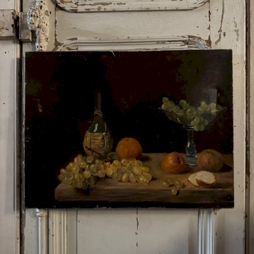 Huile sur toile nature morte aux fruits début XXe A5710