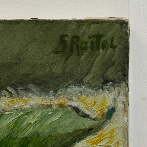 Huile sur toile nature morte aux fruits et aux fleurs par S. Raitel A5858