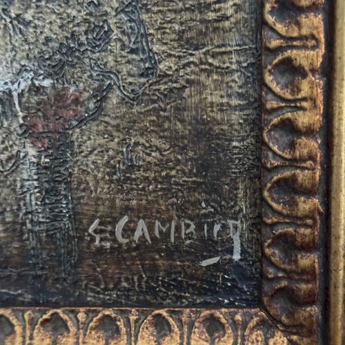 Huile sur toile nature morte aux fruits XXe par Cambicq A5855