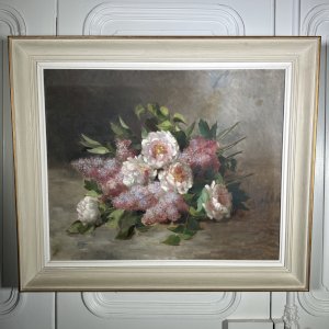 Huile sur toile nature morte aux roses par Victor Tripon 1892 L9605