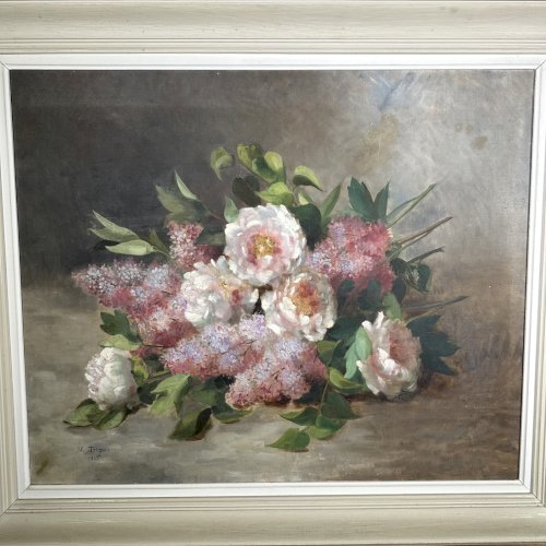 Huile sur toile nature morte aux roses par Victor Tripon 1892 L9605