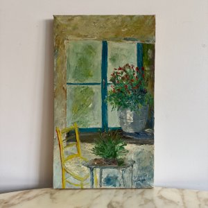 Oil on canvas still life bouquet of flowers by Serge Doceul 1986 A5838