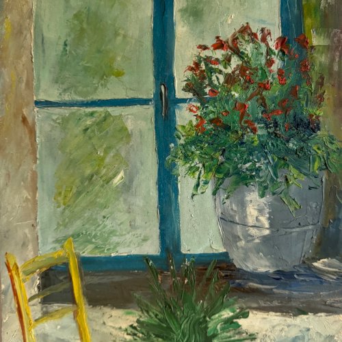 Huile sur toile nature morte bouquet de fleurs par Serge Doceul 1986 A5838