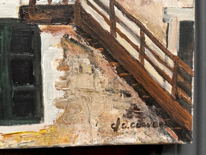Huile sur toile par Claude Claveau Le Chalet des Chasseurs 1995 L9209