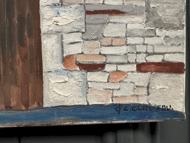 Huile sur toile par Claude Claveau Le Vieux Mur Pré Enpail 1992 L9208