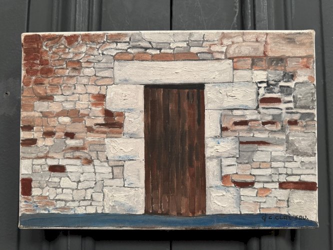 Huile sur toile par Claude Claveau Le Vieux Mur Pré Enpail 1992 L9208