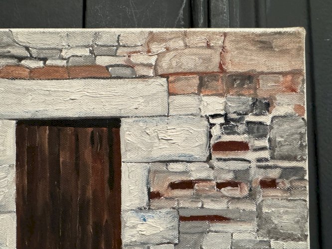 Huile sur toile par Claude Claveau Le Vieux Mur Pré Enpail 1992 L9208