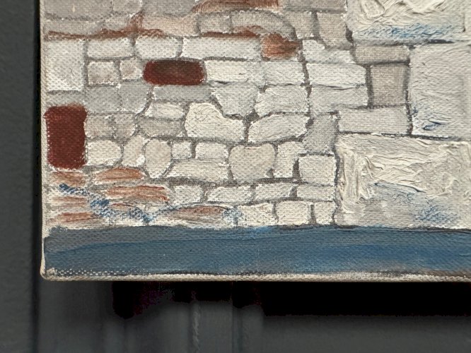 Huile sur toile par Claude Claveau Le Vieux Mur Pré Enpail 1992 L9208