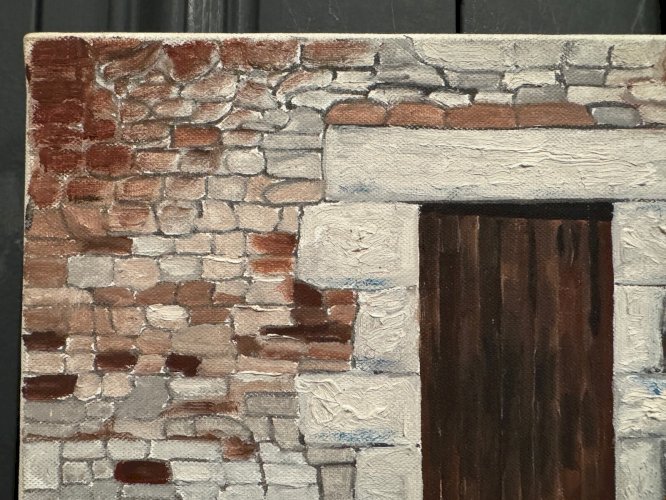 Huile sur toile par Claude Claveau Le Vieux Mur Pré Enpail 1992 L9208