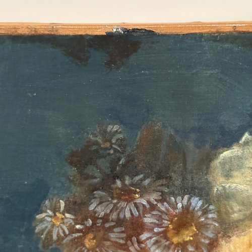 Huile sur toile par Devaux nature morte au lièvre et aux fleurs 1873 L9225