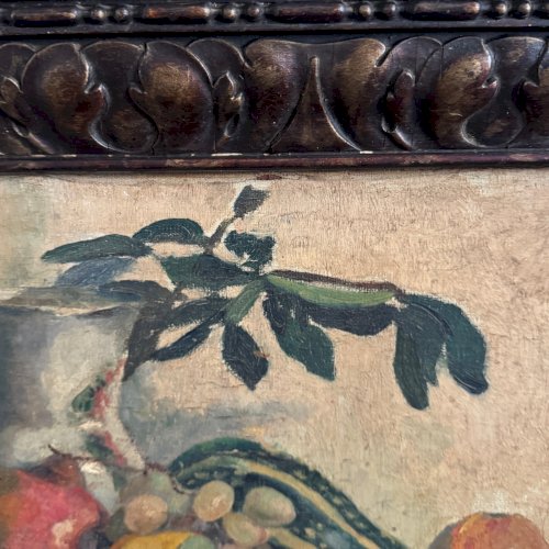 Huile sur toile par M. Rery nature morte aux fruits et aux légumes XXe A5654