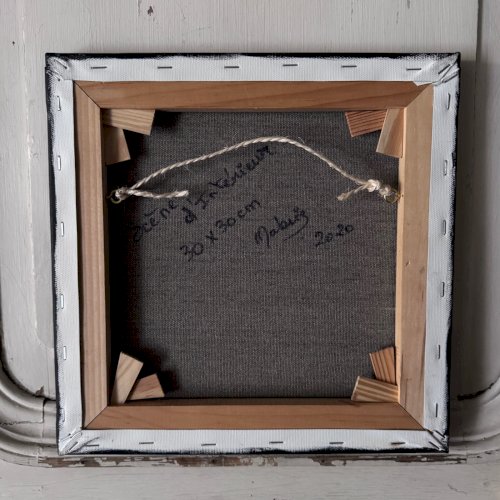 Huile sur toile par Mabris XXIe intitulée Scène d'Intérieur A5743