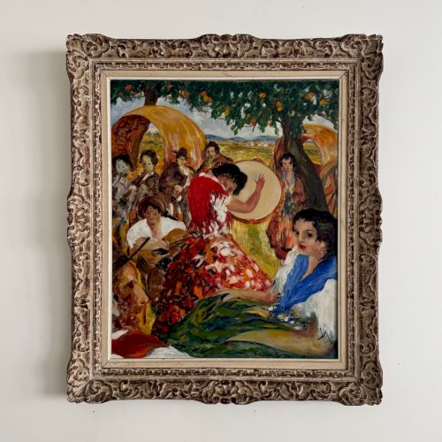 Huile sur toile par Salvàn Paris danseuse de flamenco milieu XXe A5886