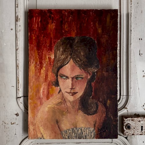 Huile sur toile par Véronique Fini portrait de femme A5747