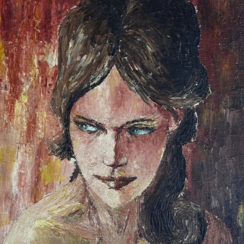 Huile sur toile par Véronique Fini portrait de femme A5747