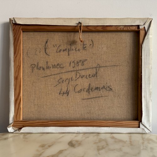 Huile sur toile paysage surréaliste par Serge Doceul 1988 Complicité A5839