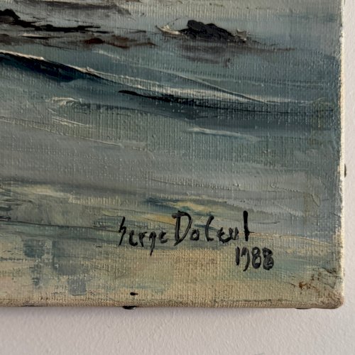 Huile sur toile paysage surréaliste par Serge Doceul 1988 Complicité A5839