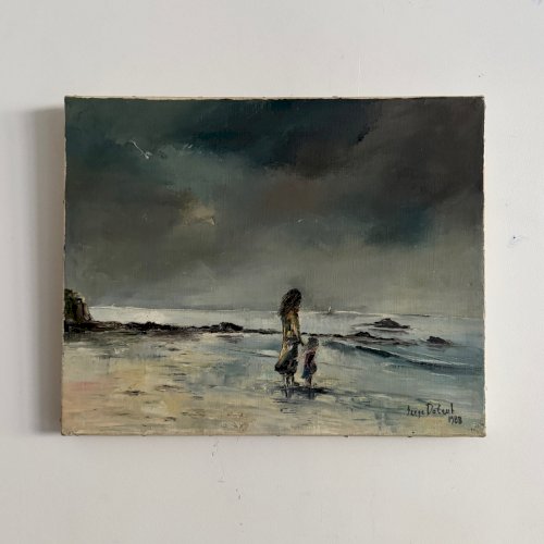 Huile sur toile paysage surréaliste par Serge Doceul 1988 Complicité A5839