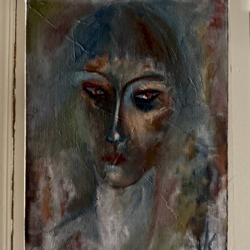 Huile sur toile portrait de femme par Véronique Maude Finy XXe A5724