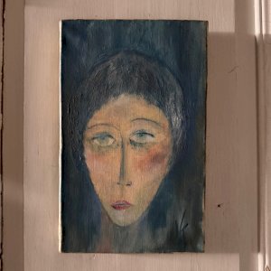 Huile sur toile portrait de femme par Véronique Maude Finy XXe A5725