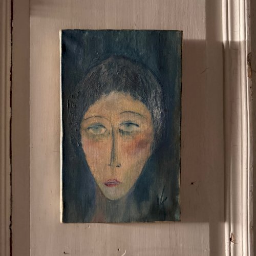 Huile sur toile portrait de femme par Véronique Maude Finy XXe A5725