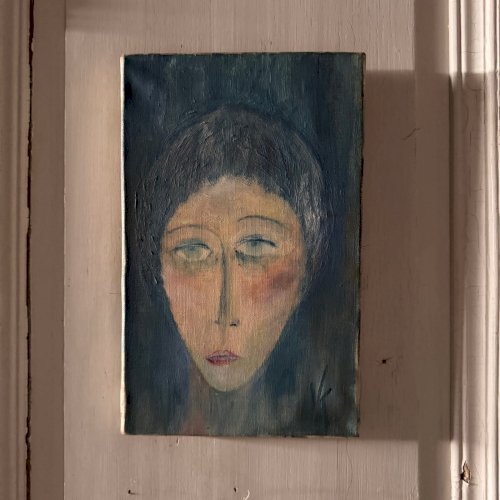 Huile sur toile portrait de femme par Véronique Maude Finy XXe A5725