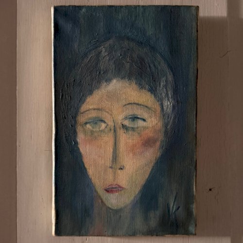 Huile sur toile portrait de femme par Véronique Maude Finy XXe A5725