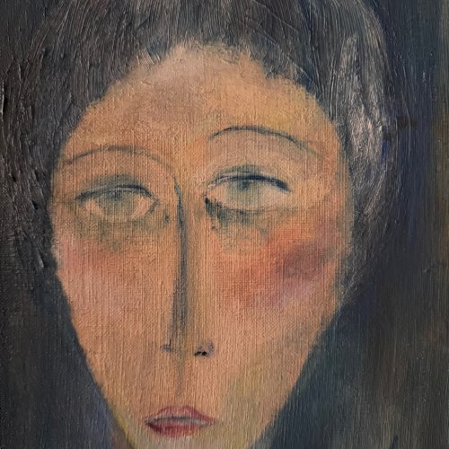 Huile sur toile portrait de femme par Véronique Maude Finy XXe A5725