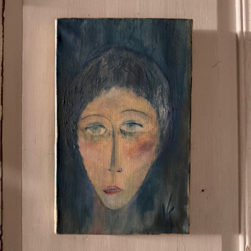 Huile sur toile portrait de femme par Véronique Maude Finy XXe A5725