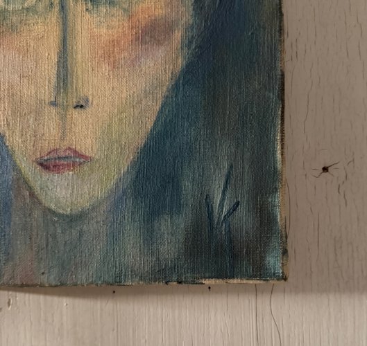 Huile sur toile portrait de femme par Véronique Maude Finy XXe A5725