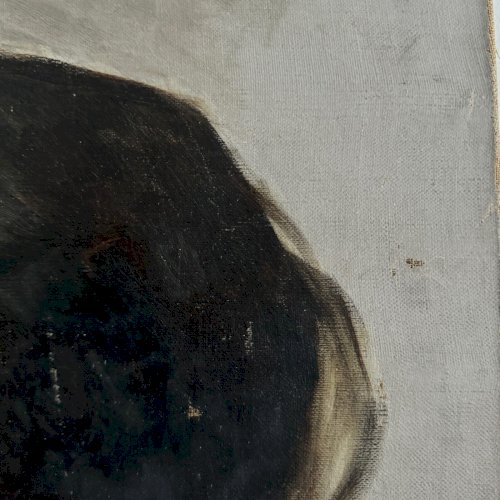 Huile sur toile portrait de jeune de qualité de profil fin XIXe A5614