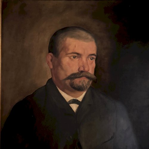 Huile sur toile portrait XIXe 1888 homme portant moustache par J. Abrol A5749